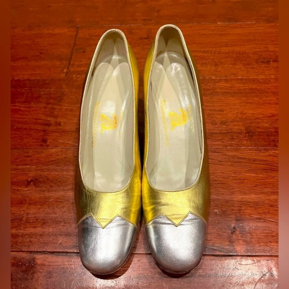 Vintage/Antique Neiman Marcus Gold and Silver Dress pumps